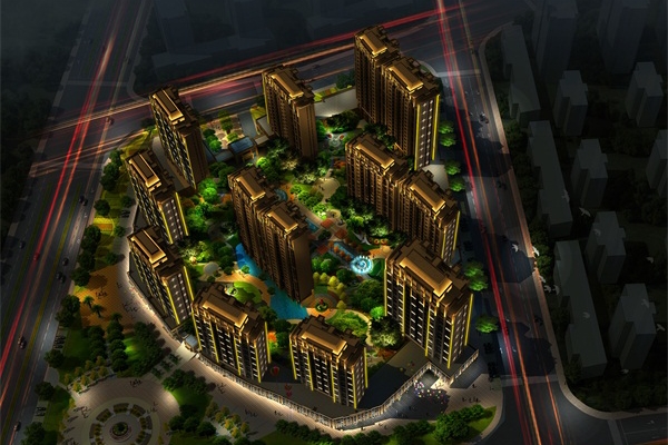 濮陽市華昌售樓部樓體亮化工程施工后效果